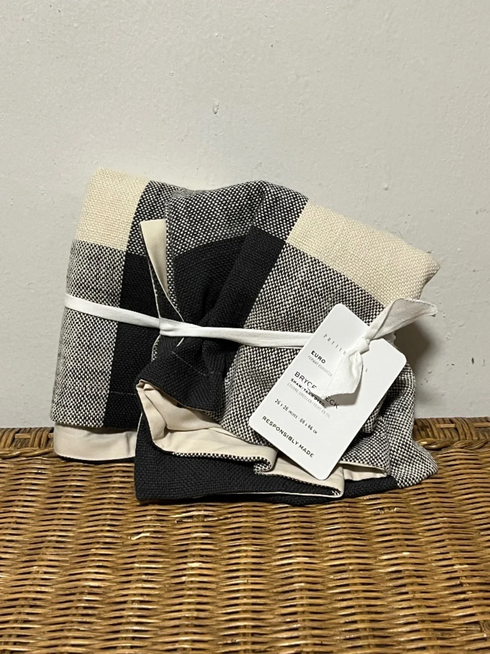 Pottery Barn.  Bryce Check Shams/Yarned Dyed.  Slip Opening. Sz. Euro.  Set of 2